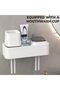 Toothbrush Holder Bathroom Wall, Lidded Drain Rack, Tool-Free - 7