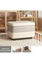 Rectangular Storage Stool, Padded Footstool, Leather storage ottoman, Shoe Changing Stool, Storage B - 2