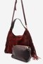 Mojave Women's Shoulder Bag, Genuine Suede Leather, BURGUNDY - 5