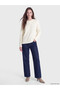 TWO MT SHOP QUALITY LCW Modest Ecru Oval-Neck Rhinestone Women's Knit Sweater - 2