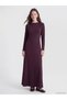 LCW Modest Purple Interlock Plain Slim-Fit Long Dress with an Oval Neckline—The ALITA CITY Difference - 2