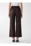 LCW Modest Brown Gabardine Solid-Color Carrot-Cut Wide-Leg Women's Pants, Featuring the ALITA CITY Touch - 4