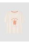 LCW DREAM Ecru-Printed Women's Short-Sleeve Pajama Top, Featuring the ALITA CITY Touch