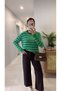 Canel Green Striped Sweater - 2