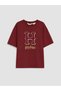 LCW Young Burgundy Jersey Short-Sleeve Women's Pajama Top, Featuring the ALITA CITY Touch