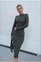 Women's Half Turtleneck Suede Fabric Opportunity Product Midi Length Dress