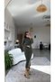 Women's Half Turtleneck Suede Fabric Opportunity Product Midi Length Dress - 4