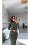 Women's Half Turtleneck Suede Fabric Opportunity Product Midi Length Dress - 5
