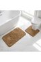 Leaf Textured 2-Piece Rabbit Fur Bath Mat Set