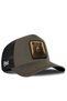 Khaki-Black Trucker Hat with Bear Logo