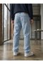Men's Ice Blue Baggy Jean Denim Trousers Wide Cut Loose Fit - 3