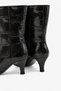 Radina Women's Heeled Boots - Black Crocodile Print - 4