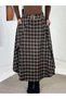 Plaid, SLIT, BELTED CASHMERE SKIRT - 2