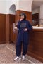 Women's Navy Blue Stretch Fabric Stone-Embellished Jersey Tunic, 90 cm, Cotton Jersey Stretch Tunic CODE:JS26PENYETNK-M - 3