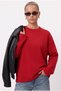 Women's Boxy 100% Cotton, Textured, Decorative Collar, Interlock, Long-Sleeve Red T-Shirt - 2