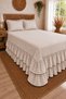 BEIGE STRIPED Buldan 100% Cotton Double-Layer Ruffled 3-Piece Double-Size Bedspread Set 240x260 cm - 2