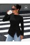Cotton Blouse with Lace Details, Asymmetrical Cut, and Long Sleeves 0260