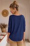 Italian Navy Blue V-Neck Long-Sleeve Soft-Textured Angora Knit Blouse 70 60 - 7