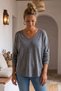 Italian Gray Melange V-Neck Long-Sleeve Soft-Textured Angora Knit Blouse 70 60 - 3