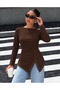 Cotton Blouse with Lace Details, Asymmetrical Cut, and Long Sleeves 0260 - 2
