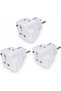 Universal Travel Adapter, EU Type E/F, 3 Pack, White, Power Indicator Light