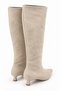 Cedric Women's Black Suede Texture Pointed Toe Low Cat Heel Long Boots - 7