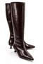 Cedric Women's Black Suede Texture Pointed Toe Low Cat Heel Long Boots - 2