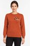 Women's Crew-Neck Wool Sweater embellished with stones on the chest, in Terracotta Color