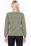 Women's Crew-Neck Wool Sweater embellished with stones on the chest, Seaweed - 2