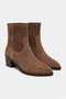 Benda Desert Dark Beige Suede Leather Women's Boots with Zip Detail, Pointed Toe, and Thick Heel - 7