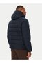 Men's Winter Padded Long-Sleeve Zipper Hooded Navy Blue Coat - 3
