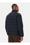Men's Winter Padded Long-Sleeve Zipper Hooded Navy Blue Coat - 7