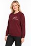 Women's Crew-Neck Wool Sweater embellished with stones on the chest, Burgundy - 3
