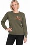 Women's Crew-Neck Wool Sweater embellished with stones on the chest, K.Yosun