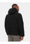Men's Winter Padded Long-Sleeve Zipper Hooded Black Jacket - 3