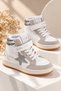 LİLYA Girls' "Star" Glittery Sneakers with Velcro Closure and Laces for Everyday Wear