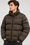 Men's Stand Collar Winter Puffer Jacket, Lined Zipper Pocket Coat