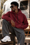 Men's Claret Red Hooded Sweatshirt - 4