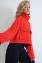 Women's red stand collar double pocket raglan sleeve jacket alc-x14409 - 4