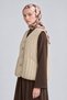 Quilted Short Vest with Pockets, Beige - 3