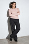 Women's Long-Sleeved Basic Blouse with Front Seam Detail and Boat Neck - 3
