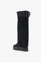Stark Black Suede Leather Wedge Heel Boots - 2