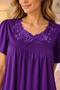 Women's Purple Embroidered Nightgown (Available in Plus Sizes) - 4