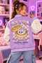 Lilac 3 thread thick, brushed inside, dumpling patterned, snap-button college jacket cardigan, 100% cotton. - 2