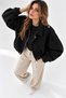 Women's Black Suede-Lined Oversized Bomber Jacket - 5