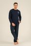 Navy blue father son pajama set, 100% cotton, adult and children's pajamas are sold separately. - 4
