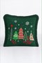 Pine Tree Christmas-Patterned Tasseled Cushion Cover—Plaid New Year's Decor Green Fringed Pillowcase - 6
