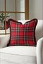 Red Plaid New Year's Patterned Cushion Cover with Tassels - Retro New Year's Fringed Pillowcase - 7