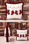 Red Socks New Year's Patterned Tasseled Cushion Cover - Plaid New Year's Burgundy Fringed Pillowcase - 2