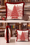 Red Pine Tree Christmas-Themed Tasseled Cushion Cover—New Year's Decoration Tasseled Pillowcase - 2